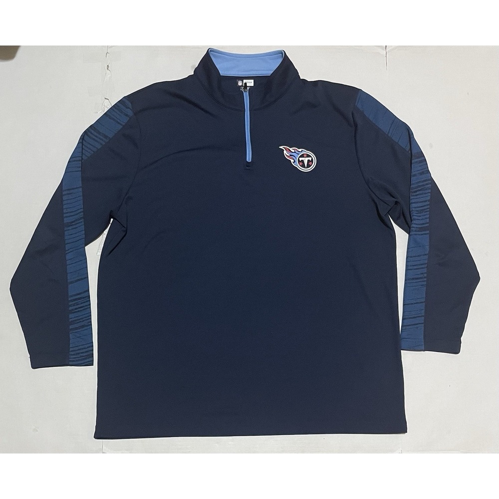 NFL TEAM TX3 Cool Tennessee Titans 1/4 Zip Sweatshirt Size 2XL Fleece Navy